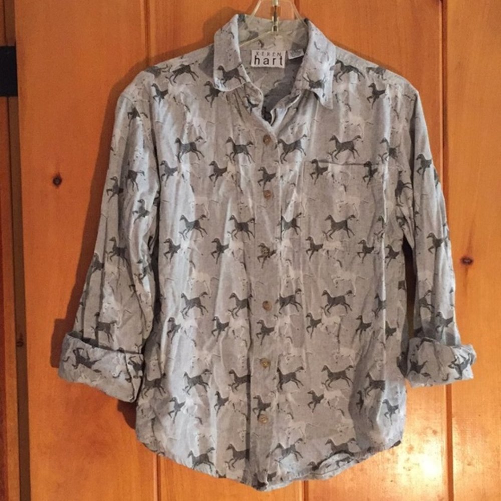 Vintage Wild Horses button up top